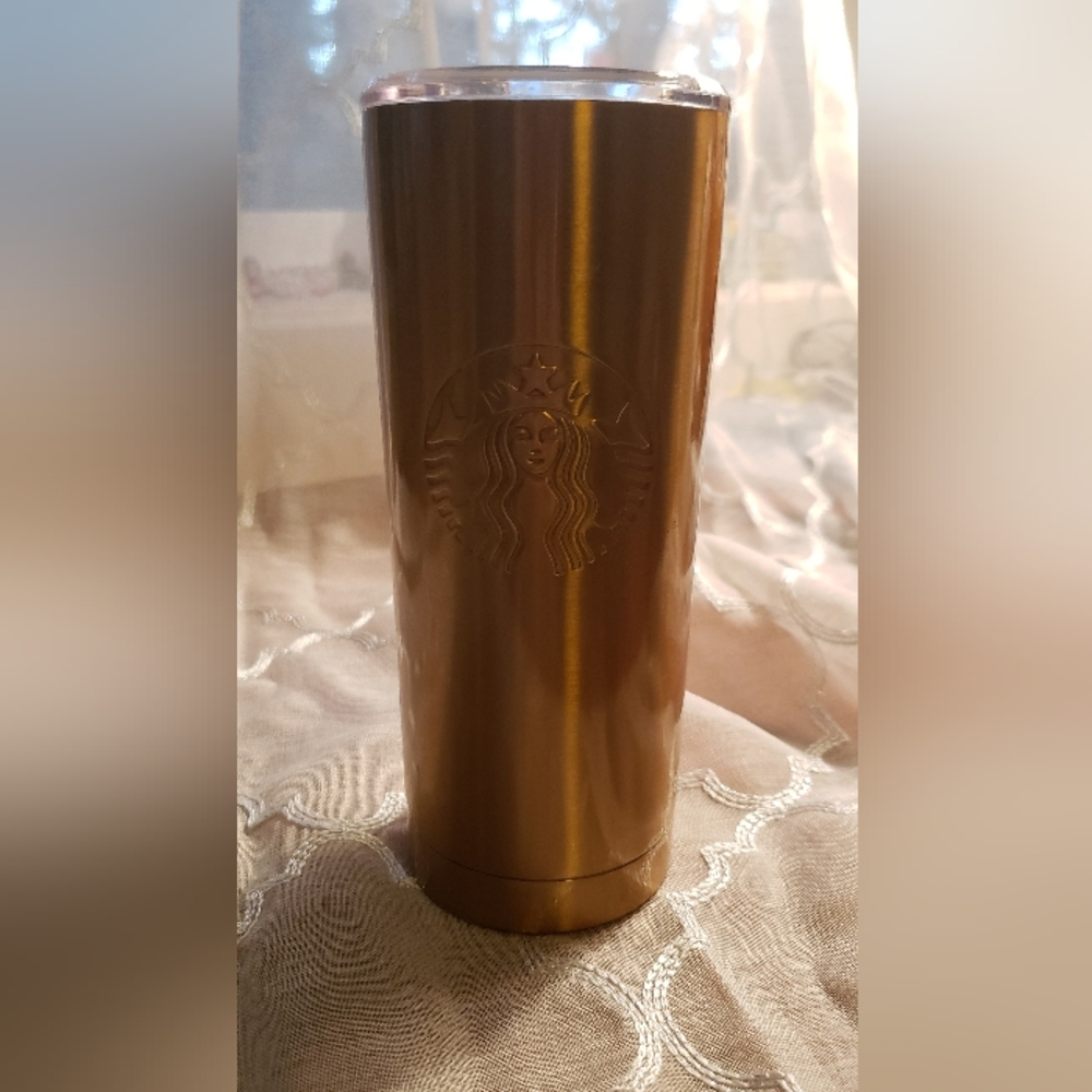 Starbucks Metallic Bronze 2022 Tumbler 20 Oz Traveler Stainless Steel.